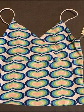 no comment NY-LA Women's Multicolor Heart Print Cami Camisole Straps Sz L